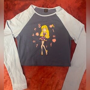 SHEIN Figure Graphic Long Sleeve Crop Top Size Medium